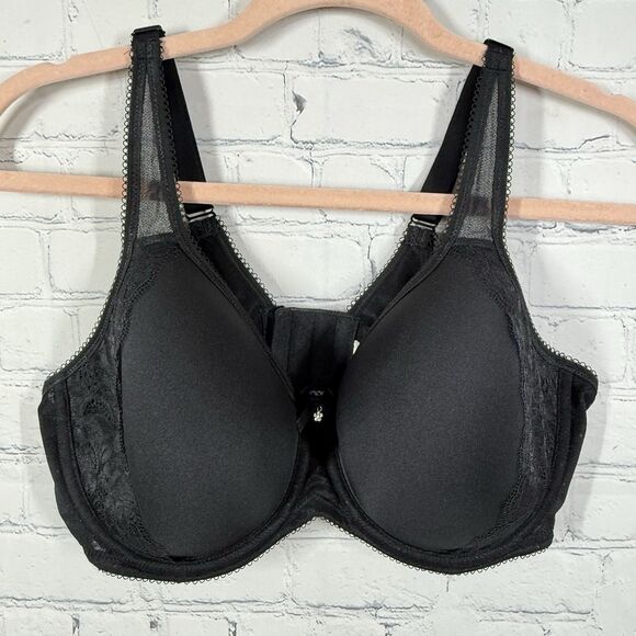 Wacoal Bra Womens 38D Black Lace Retro Chic Seamless Underwire 853186 - Picture 1 of 9